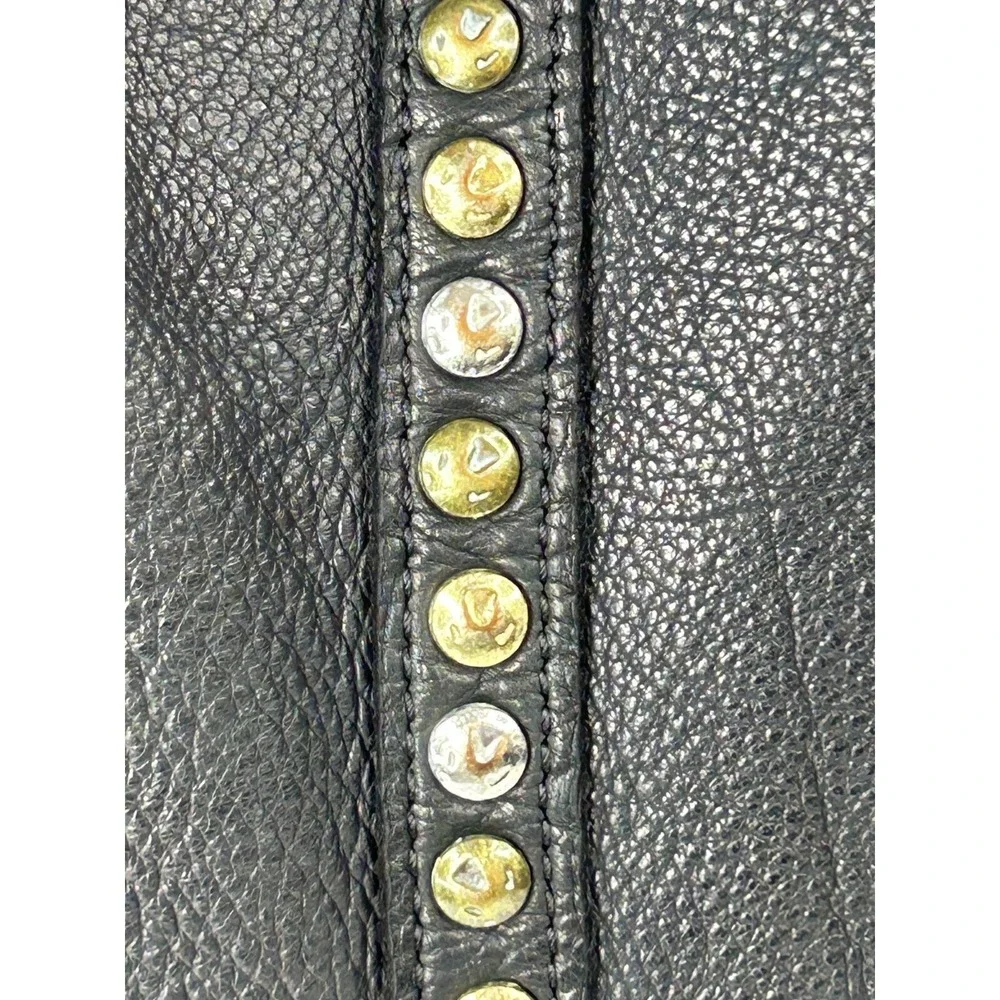Designer Inspired‎ Large Soft Pebble Leather Satchel Black Double Handle Studded